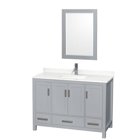 A large image of the Wyndham Collection WCS141448S-QTZ-UNSM24 Gray / Giotto Quartz Top / Brushed Chrome Hardware