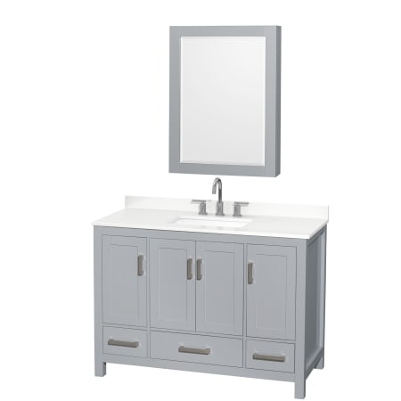 A large image of the Wyndham Collection WCS141448S-QTZ-US3MED Gray / White Quartz Top / Brushed Chrome Hardware