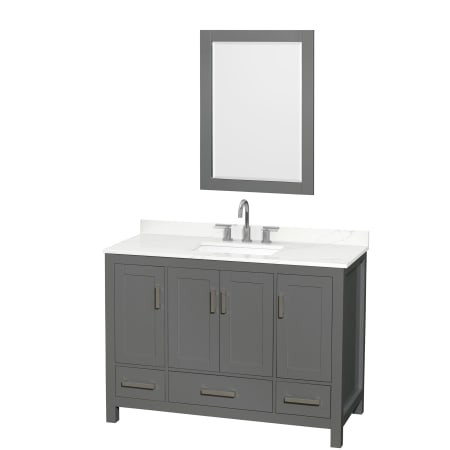 A large image of the Wyndham Collection WCS141448S-QTZ-US3M24 Dark Gray / Giotto Quartz Top / Brushed Chrome Hardware