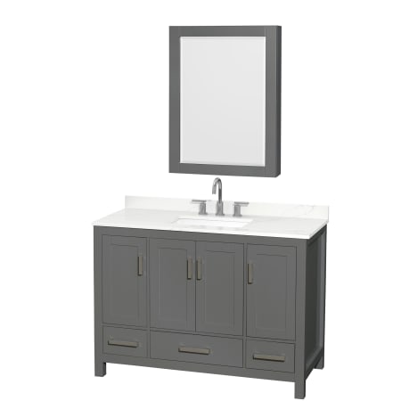 A large image of the Wyndham Collection WCS141448S-QTZ-US3MED Dark Gray / Giotto Quartz Top / Brushed Chrome Hardware