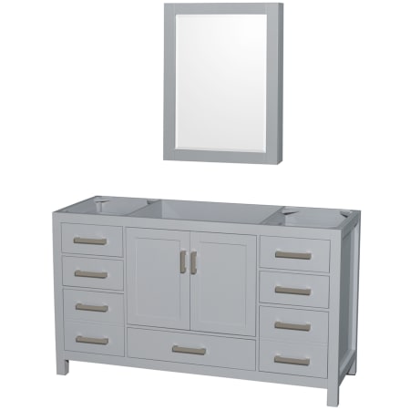 A large image of the Wyndham Collection WCS141460DUNOMED Gray / White Carrara Marble Top / Brushed Chrome Hardware