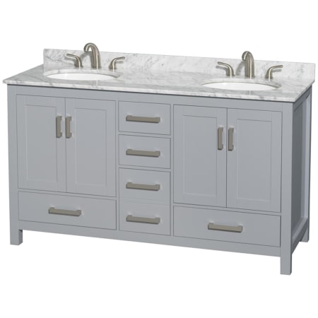 A large image of the Wyndham Collection WCS141460DUNOMXX Gray / White Carrara Marble Top