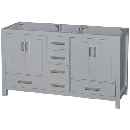 A large image of the Wyndham Collection WC-1414-60-DBL-UM-VAN Gray / Brushed Chrome Hardware