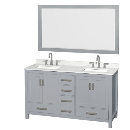 A large image of the Wyndham Collection WCS141460D-QTZ-US3M58 Gray / Giotto Quartz Top / Brushed Chrome Hardware