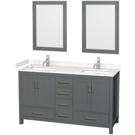 A large image of the Wyndham Collection WCS141460D-VCA-M24 Dark Gray / Carrara Cultured Marble Top / Brushed Chrome Hardware
