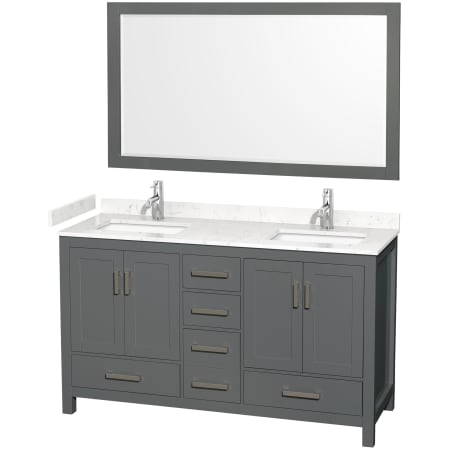 A large image of the Wyndham Collection WCS141460D-VCA-M58 Dark Gray / Carrara Cultured Marble Top / Brushed Chrome Hardware