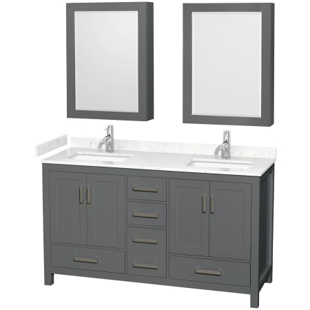 A large image of the Wyndham Collection WCS141460D-VCA-MED Dark Gray / Carrara Cultured Marble Top / Brushed Chrome Hardware