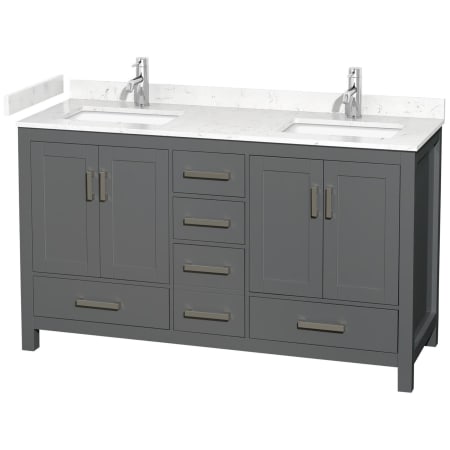 A large image of the Wyndham Collection WCS141460D-VCA-MXX Dark Gray / Carrara Cultured Marble Top / Brushed Chrome Hardware