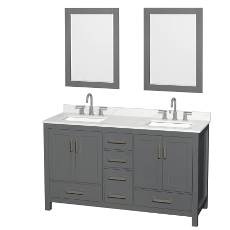 A large image of the Wyndham Collection WCS141460D-QTZ-US3M24 Dark Gray / Giotto Quartz Top / Brushed Chrome Hardware