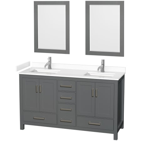 A large image of the Wyndham Collection WCS141460D-VCA-M24 Dark Gray / White Cultured Marble Top / Brushed Chrome Hardware