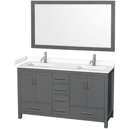 A large image of the Wyndham Collection WCS141460D-VCA-M58 Dark Gray / White Cultured Marble Top / Brushed Chrome Hardware
