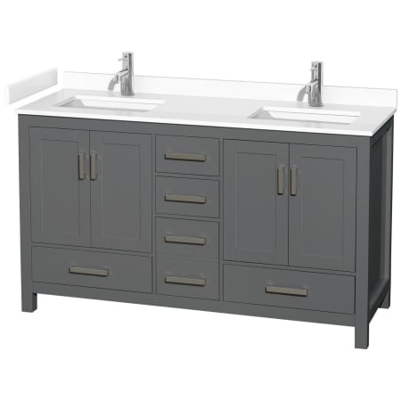 A large image of the Wyndham Collection WCS141460D-VCA-MXX Dark Gray / White Cultured Marble Top / Brushed Chrome Hardware