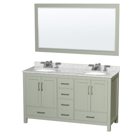 A large image of the Wyndham Collection WCS141460DUNOM58 Light Green / Brushed Nickel Hardware