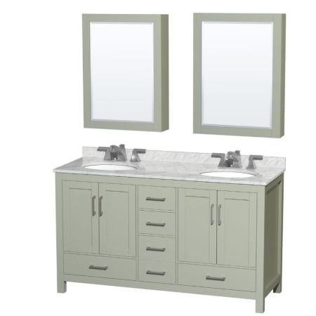 A large image of the Wyndham Collection WCS141460DUNOMED Light Green / Brushed Nickel Hardware