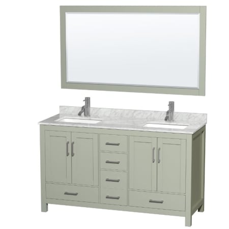 A large image of the Wyndham Collection WCS141460DUNSM58 Light Green / Brushed Nickel Hardware
