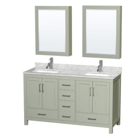 A large image of the Wyndham Collection WCS141460DUNSMED Light Green / Brushed Nickel Hardware