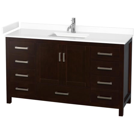 A large image of the Wyndham Collection WCS141460S-VCA-MXX Espresso / White Cultured Marble Top / Brushed Chrome Hardware