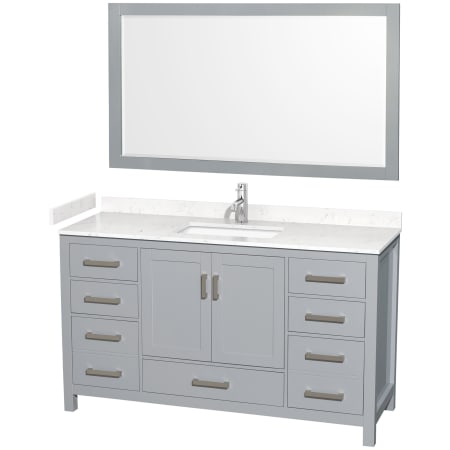 A large image of the Wyndham Collection WCS141460S-VCA-M58 Gray / Carrara Cultured Marble Top / Brushed Chrome Hardware