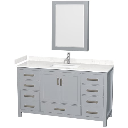 A large image of the Wyndham Collection WCS141460S-VCA-MED Gray / Carrara Cultured Marble Top / Brushed Chrome Hardware