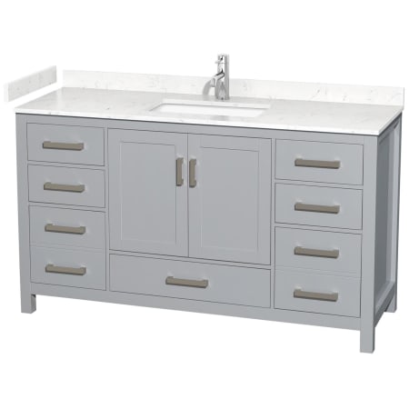 A large image of the Wyndham Collection WCS141460S-VCA-MXX Gray / Carrara Cultured Marble Top / Brushed Chrome Hardware
