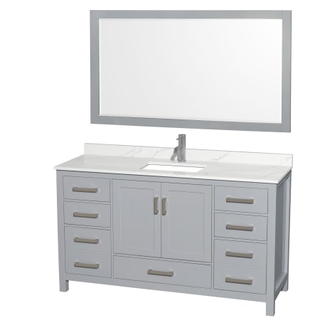 A large image of the Wyndham Collection WCS141460S-QTZ-UNSM58 Gray / Giotto Quartz Top / Brushed Chrome Hardware