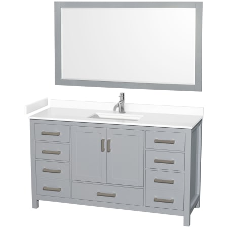 A large image of the Wyndham Collection WCS141460S-VCA-M58 Gray / White Cultured Marble Top / Brushed Chrome Hardware