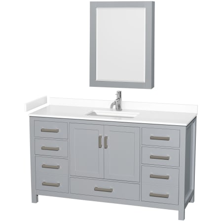 A large image of the Wyndham Collection WCS141460S-VCA-MED Gray / White Cultured Marble Top / Brushed Chrome Hardware