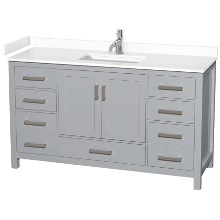A large image of the Wyndham Collection WCS141460S-VCA-MXX Gray / White Cultured Marble Top / Brushed Chrome Hardware