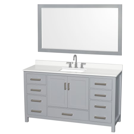 A large image of the Wyndham Collection WCS141460S-QTZ-US3M58 Gray / White Quartz Top / Brushed Chrome Hardware