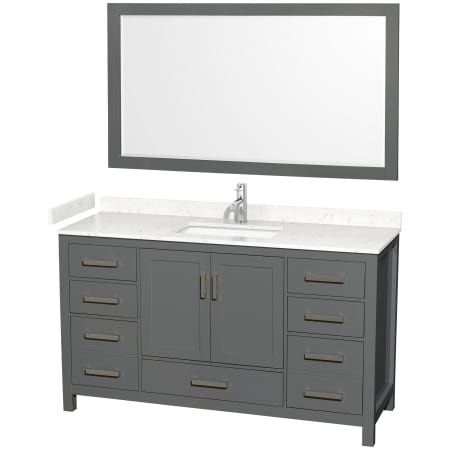 A large image of the Wyndham Collection WCS141460S-VCA-M58 Dark Gray / Carrara Cultured Marble Top / Brushed Chrome Hardware