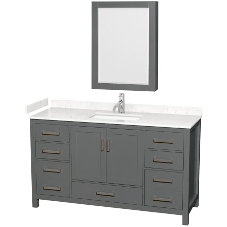 A large image of the Wyndham Collection WCS141460S-VCA-MED Dark Gray / Carrara Cultured Marble Top / Brushed Chrome Hardware