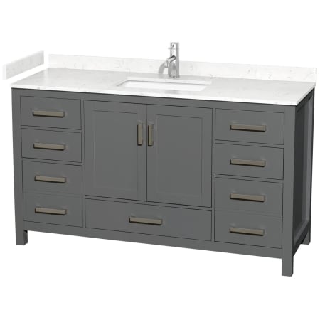 A large image of the Wyndham Collection WCS141460S-VCA-MXX Dark Gray / Carrara Cultured Marble Top / Brushed Chrome Hardware