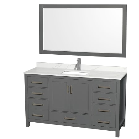 A large image of the Wyndham Collection WCS141460S-QTZ-UNSM58 Dark Gray / Giotto Quartz Top / Brushed Chrome Hardware