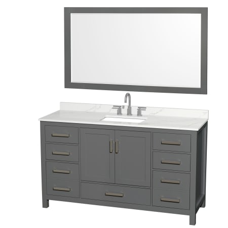 A large image of the Wyndham Collection WCS141460S-QTZ-US3M58 Dark Gray / Giotto Quartz Top / Brushed Chrome Hardware