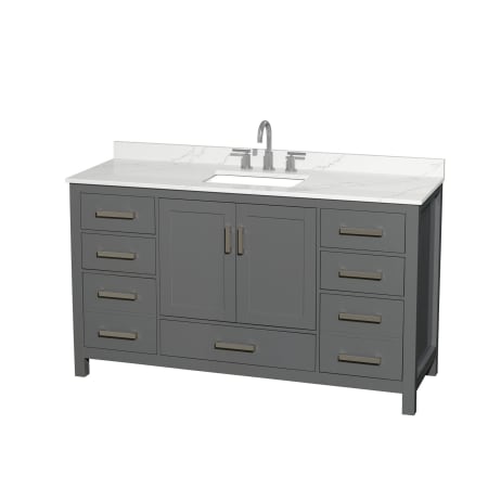 A large image of the Wyndham Collection WCS141460S-QTZ-US3MXX Dark Gray / Giotto Quartz Top / Brushed Chrome Hardware