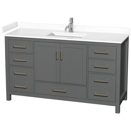 A large image of the Wyndham Collection WCS141460S-VCA-MXX Dark Gray / White Cultured Marble Top / Brushed Chrome Hardware