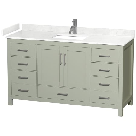 A large image of the Wyndham Collection WCS141460S-VCA-MXX Light Green / Carrara Cultured Marble Top / Brushed Nickel Hardware