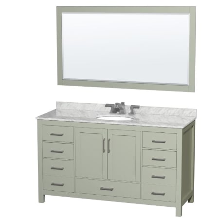 A large image of the Wyndham Collection WCS141460SUNOM58 Light Green / Brushed Nickel Hardware