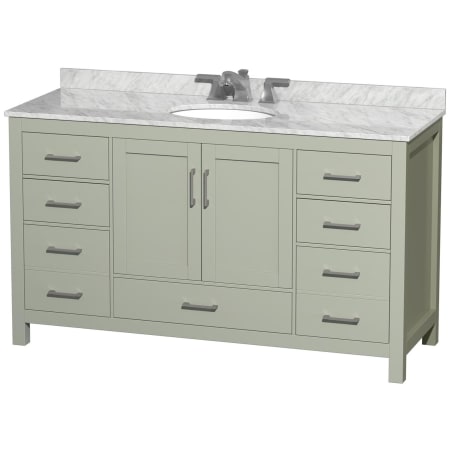 A large image of the Wyndham Collection WCS141460SUNOMXX Light Green / Brushed Nickel Hardware