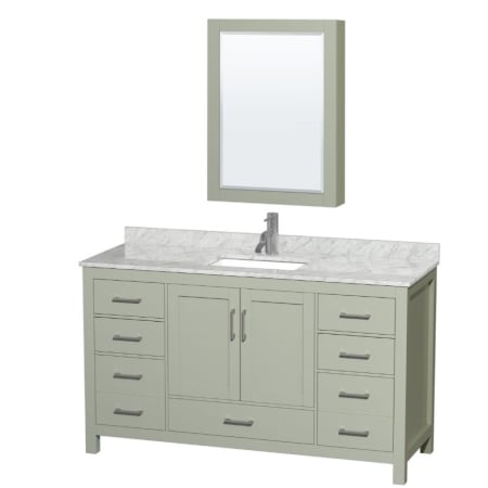 A large image of the Wyndham Collection WCS141460SUNSMED Light Green / Brushed Nickel Hardware