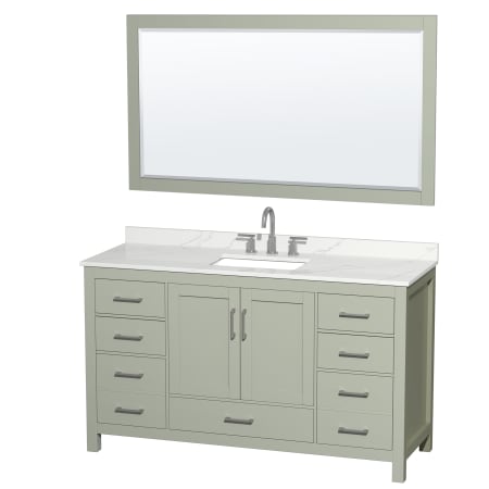 A large image of the Wyndham Collection WCS141460S-QTZ-US3M58 Light Green / Giotto Quartz Top / Brushed Nickel Hardware