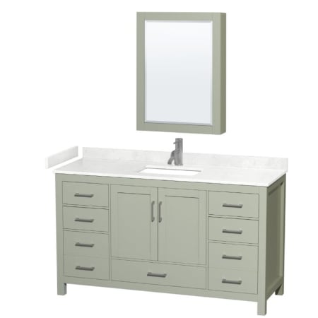 A large image of the Wyndham Collection WCS141460S-VCA-MED Light Green / White Cultured Marble Top / Brushed Nickel Hardware