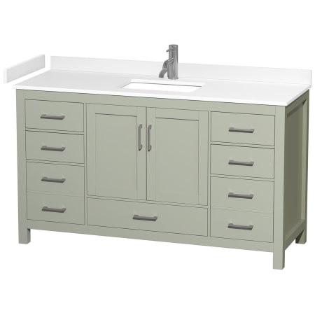 A large image of the Wyndham Collection WCS141460S-VCA-MXX Light Green / White Cultured Marble Top / Brushed Nickel Hardware