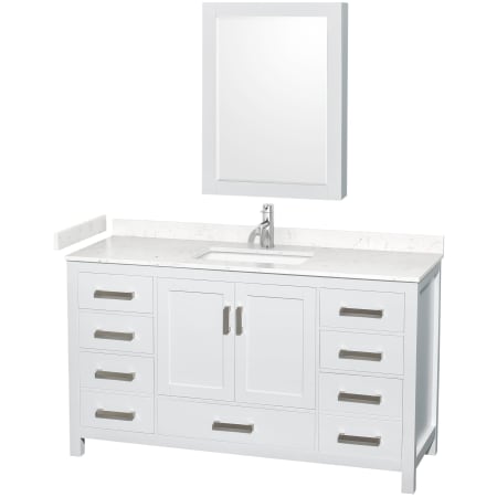 A large image of the Wyndham Collection WCS141460S-VCA-MED White / Carrara Cultured Marble Top / Brushed Chrome Hardware