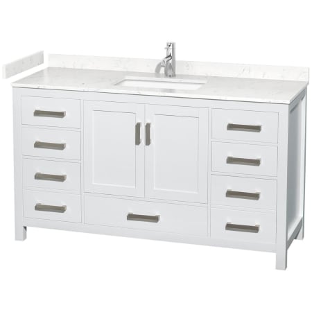 A large image of the Wyndham Collection WCS141460S-VCA-MXX White / Carrara Cultured Marble Top / Brushed Chrome Hardware