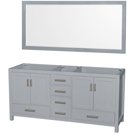 A large image of the Wyndham Collection WCS141472DUNOM70 Gray / White Carrara Marble Top / Brushed Chrome Hardware