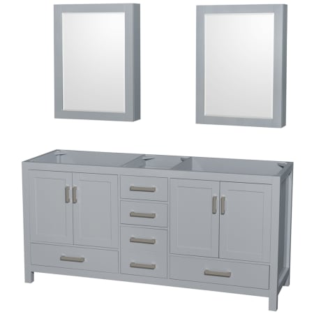 A large image of the Wyndham Collection WCS141472DUNOMED Gray / White Carrara Marble Top / Brushed Chrome Hardware