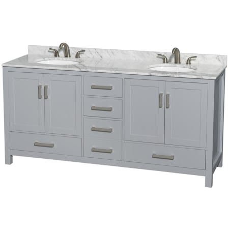 A large image of the Wyndham Collection WCS141472DUNOMXX Gray / White Carrara Marble Top / Brushed Chrome Hardware