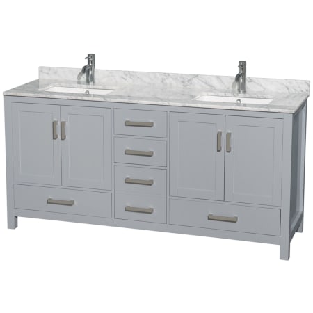 A large image of the Wyndham Collection WCS141472DUNSMXX Gray / White Carrara Marble Top / Brushed Chrome Hardware