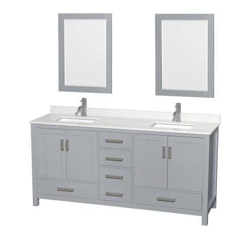 A large image of the Wyndham Collection WCS141472D-QTZ-UNSM24 Gray / Giotto Quartz Top / Brushed Chrome Hardware